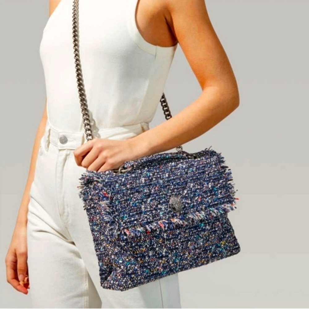 Kurt Geiger Navy rainbow Tweed Shoulder Bag - Multicolor rare color option